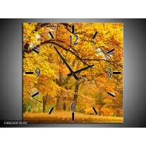 Wandklok op Canvas Herfst | Kleur: Bruin, Oranje | F006269C