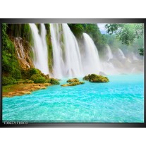 Foto canvas schilderij Waterval | Groen, Blauw 