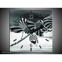 Wandklok Schilderij Bloem, Roos | Grijs