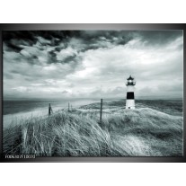 Canvas Schilderij Vuurtoren | Grijs, Groen