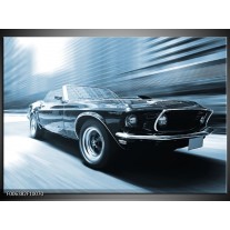 Canvas Schilderij Auto, Mustang | Blauw, Wit