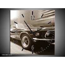 Wandklok Schilderij Auto, Mustang | Sepia