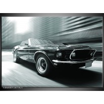 Glas Schilderij Auto, Mustang | Grijs, Groen, Zwart