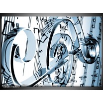 Canvas Schilderij Muziek | Blauw, Wit