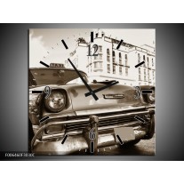 Wandklok Schilderij Auto, Oldtimer | Sepia