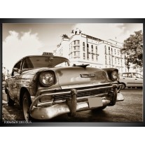 Glas Schilderij Auto, Oldtimer | Sepia