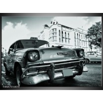 Canvas Schilderij Auto, Oldtimer | Grijs, Groen, Wit