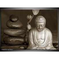 Glas Schilderij Boeddha, Stenen | Sepia, Bruin