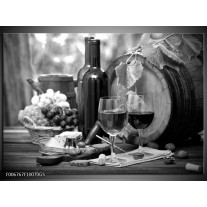 Glas Schilderij Wijn, Keuken | Zwart, Wit, Grijs