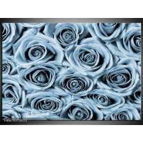 Canvas Schilderij Bloemen, Roos | Blauw, Grijs