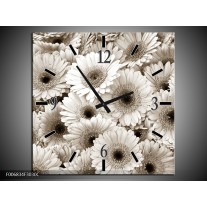 Wandklok Schilderij Gerbera, Bloemen | Sepia