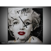 Wandklok Schilderij Marilyn Monroe | Zwart, Wit, Grijs