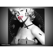 Wandklok Schilderij Marilyn Monroe | Zwart, Grijs, Rood