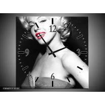 Wandklok Schilderij Marilyn Monroe | Zwart, Grijs, Rood