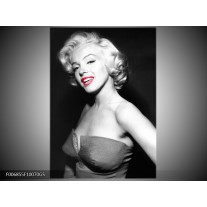 Glas Schilderij Marilyn Monroe | Zwart, Grijs, Rood