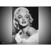 Glas Schilderij Marilyn Monroe | Zwart, Wit, Grijs