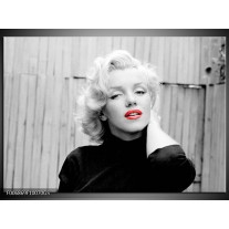 Glas Schilderij Marilyn Monroe | Zwart, Wit, Rood