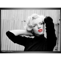 Glas Schilderij Marilyn Monroe | Zwart, Wit, Rood