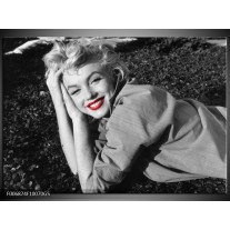 Glas Schilderij Marilyn Monroe | Zwart, Wit, Rood