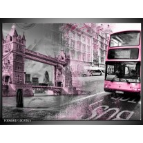 Glas Schilderij Engeland, London | Paars, Roze, Grijs