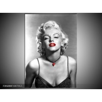 Glas Schilderij Marilyn Monroe | Zwart, Grijs, Rood