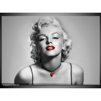 Canvas Schilderij Marilyn Monroe | Grijs, Zwart, Rood