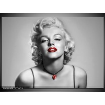 Glas Schilderij Marilyn Monroe | Grijs, Zwart, Rood