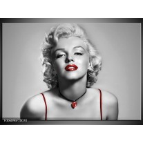 Canvas Schilderij Marilyn Monroe | Grijs, Rood, Zwart