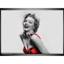 Canvas Schilderij Marilyn Monroe | Grijs, Rood, Zwart