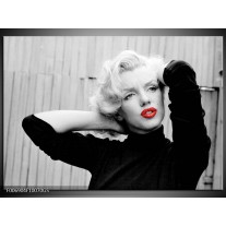 Glas Schilderij Marilyn Monroe | Grijs, Zwart, Rood