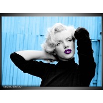 Glas Schilderij Marilyn Monroe | Blauw, Zwart, Paars