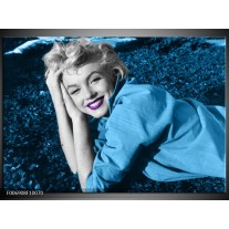 Canvas Schilderij Marilyn Monroe | Blauw, Paars, Grijs