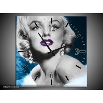 Wandklok Schilderij Marilyn Monroe | Grijs, Blauw, Paars