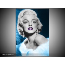 Glas Schilderij Marilyn Monroe | Grijs, Blauw, Paars