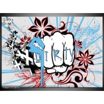 Canvas Schilderij Popart | Grijs, Blauw, Rood