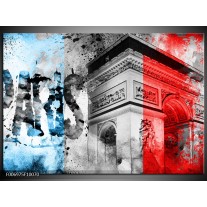 Canvas Schilderij Parijs, Steden | Blauw, Rood, Grijs