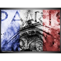 Glas Schilderij Parijs, Eiffeltoren | Blauw, Rood, Zwart