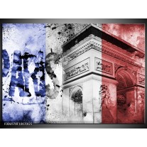 Glas Schilderij Parijs, Steden | Blauw, Rood, Zwart