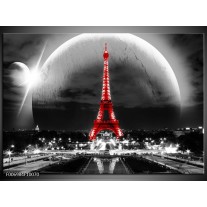 Canvas Schilderij Parijs, Eiffeltoren | Zwart, Wit, Rood