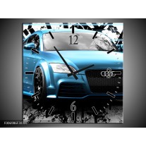 Wandklok Schilderij Audi, Auto | Blauw, Zwart, Grijs