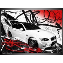 Canvas Schilderij Auto, BMW | Wit, Rood, Zwart