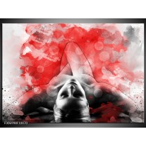 Canvas Schilderij Vrouw, Kunst | Rood, Grijs, Wit