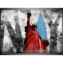 Canvas Schilderij New York, Vrijheidsbeeld | Rood, Grijs, Blauw