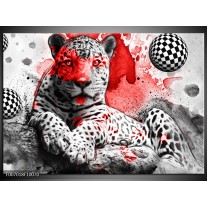 Canvas Schilderij Wilde Dieren | Rood, Grijs, Wit