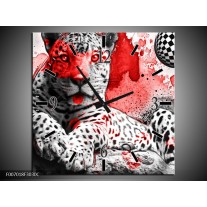 Wandklok Schilderij Wilde Dieren | Rood, Grijs, Wit