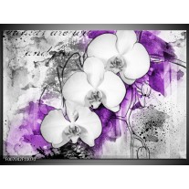 Canvas Schilderij Bloem, Orchidee | Grijs, Paars, Wit