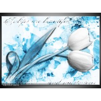 Canvas Schilderij Tulpen, Bloemen | Blauw, Wit