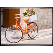 Canvas Schilderij Fiets | Oranje, Geel, Bruin