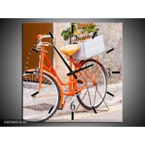 Wandklok Schilderij Fiets | Oranje, Geel, Bruin