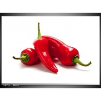 Canvas Schilderij Paprika, Keuken | Wit, Rood